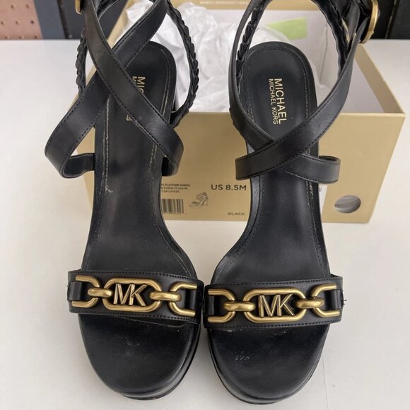Michael Kors Womens Strappy Kailey Platform Dress Sandals Black Size 8.5M - Picture 1 of 9